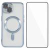 For iPhone 14 Plus Magnetic Case WANLONFENG Full Protection Electroplated TPU Cover with Tempered Glass