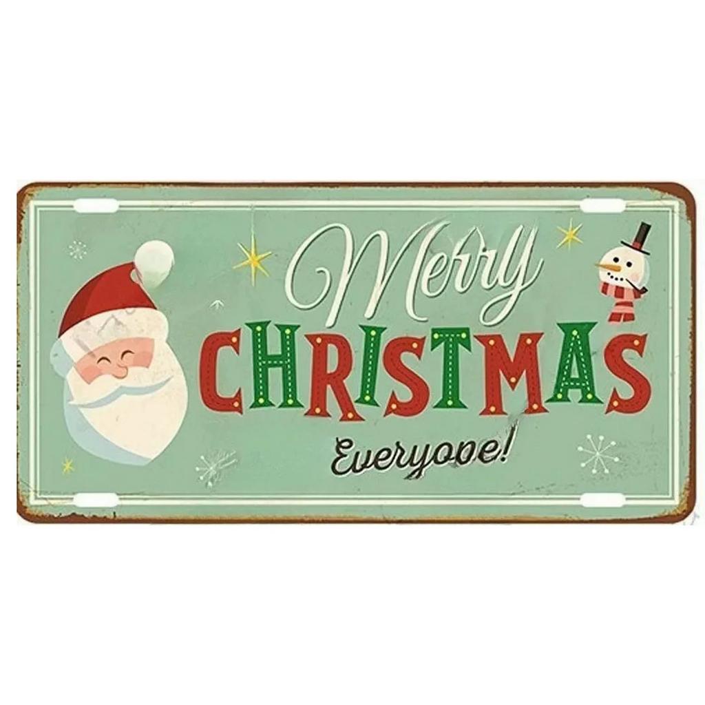 Christmas License Plate Metal Tin Signs for Wall Art Decoration Vintage Tags Metal Automotive Signs For Cafe Bar Club Garage Pub