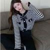 Cardigan Spring and Autumn 2022 Long Sleeve Wear Loose Sweaters Knitting Bottomed Bow Fragrant Cardigan Female Coat