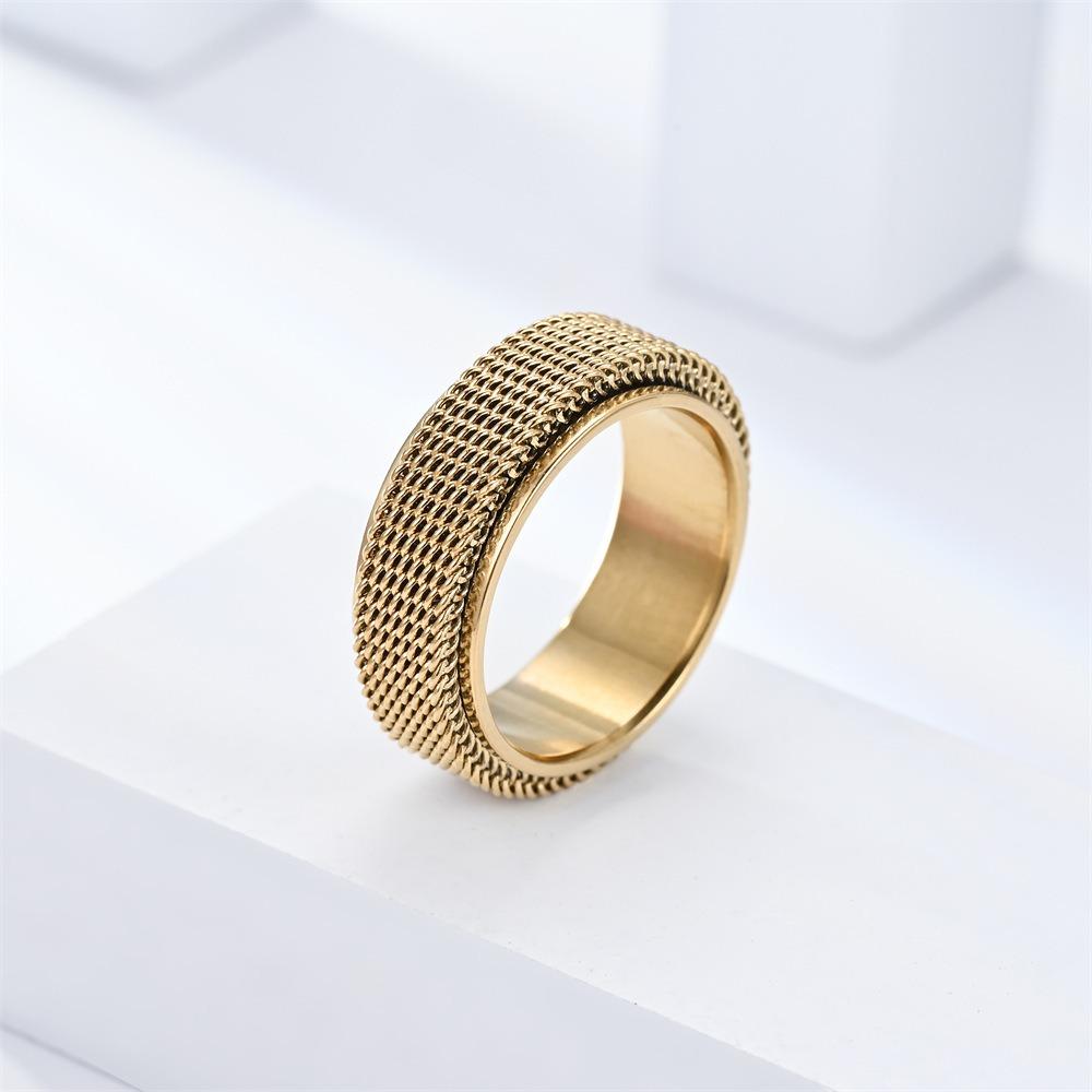 Simple 8mm Stainless Steel Spinner Anxiety Rings for Women Men Rotatable Mesh Chain Spinner Rings Anti Stress Weddding Jewelry