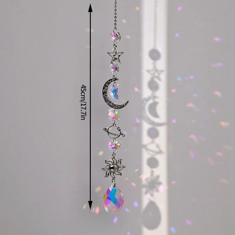 Crystal Suncatcher Sun Moon Tree Wind Chime Prisms Hanging Angel Butterfly Pendants Rainbow Chaser Garden Decor Window Drop Bell