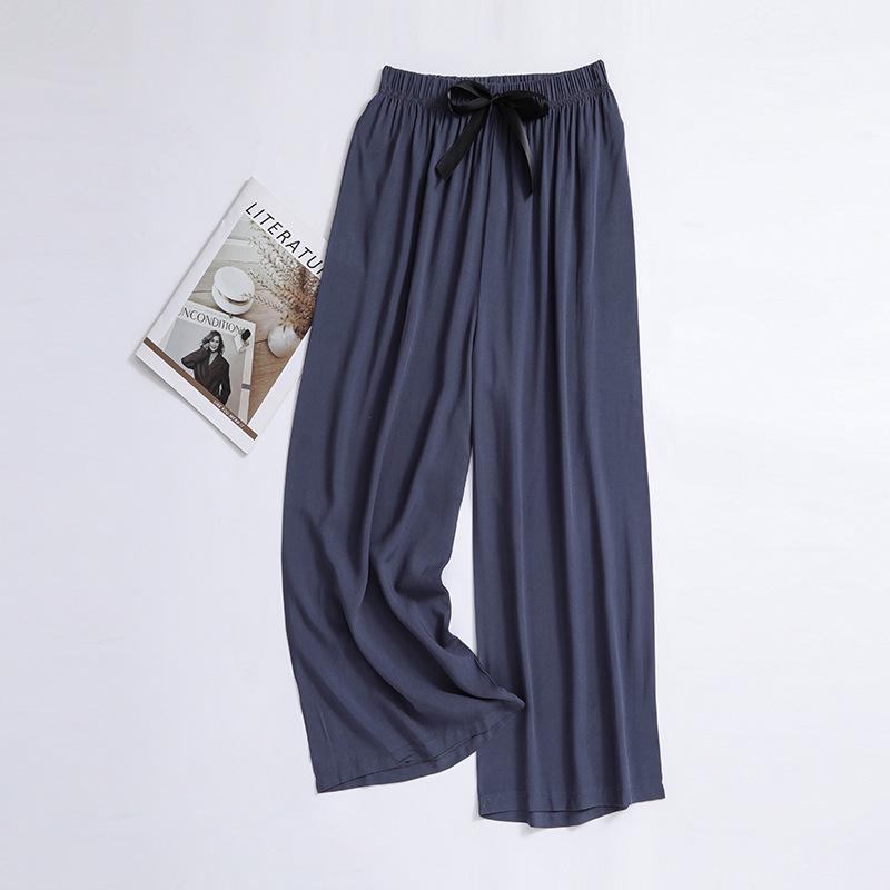 Женские пижамные брюки больших размеров из хлопка и вискозы, с мультяшным цветочным принтом, свободные девятиточечные пляжные брюки, для улицы