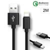 USB Cable for Apple iPhone iPad - eFConnection - 2m - Nylon - Black