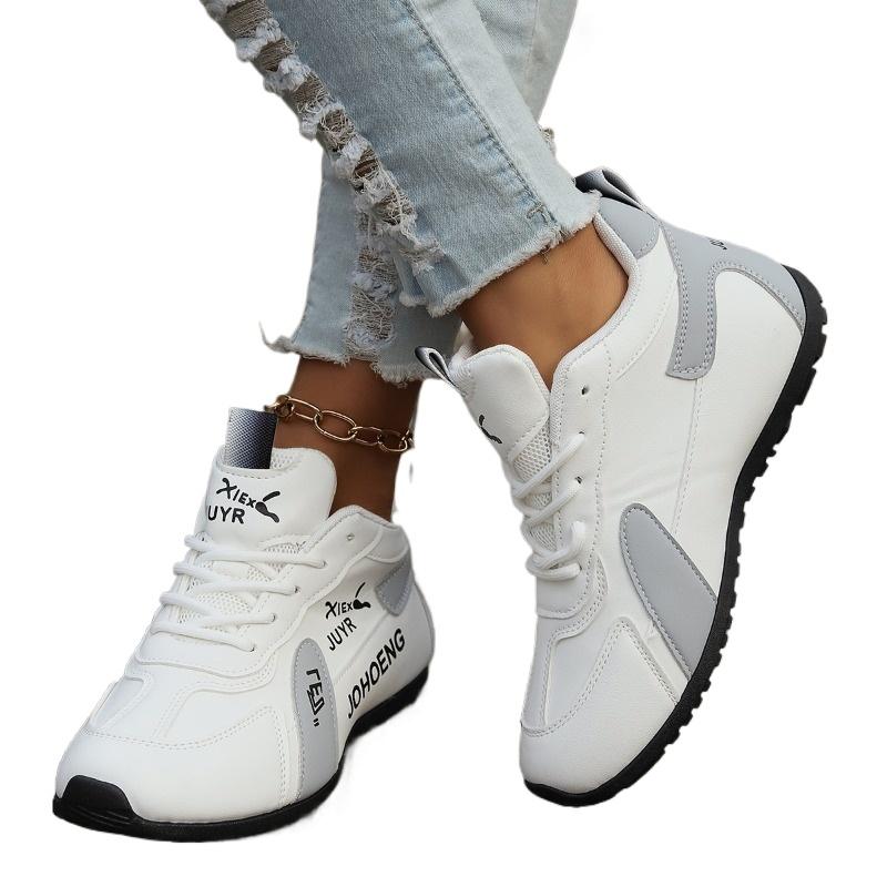 Женская обувь 2024 года, модная женская спортивная обувь с круглым носком и низким верхом, большого размера, цветные блоки, на шнуровке, женская вулканизированная обувь