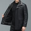 Куртка из натуральной кожи для мужчин среднего возраста из овчины средней длины, свободная утолщенная куртка из натуральной кожи, кожаная куртка