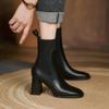 Fashion Female Shoes On Sale 2024 Fashion Sleeve Women's Boots Autumn Winter Square Toe Solid Short Barrel Chunky Heels Plus Size Boots