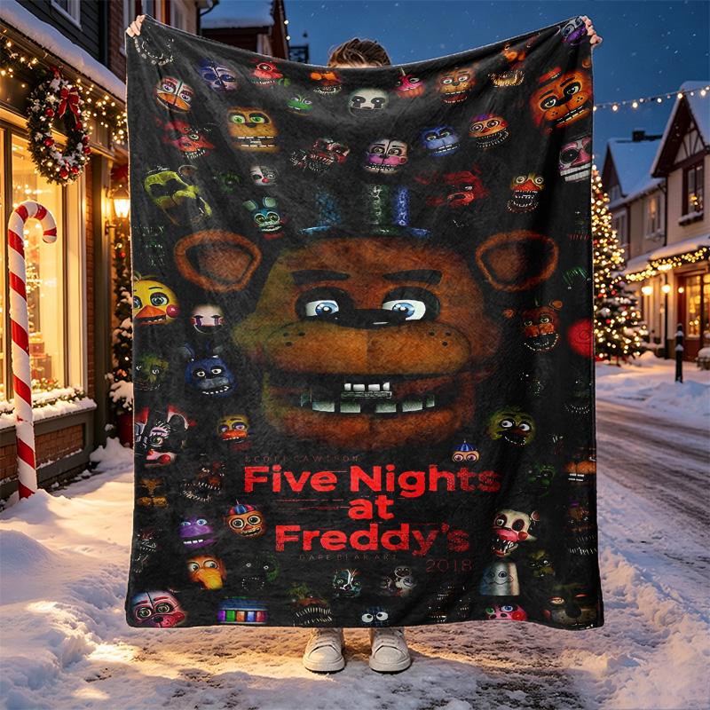 Five Nights at Freddy's Pattern Blanket for Home Decoration, Bed, Sofa, Car Travel, Camping, Suitable for All Seasons, Birthday Christmas Gift