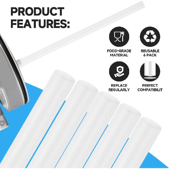 5 Pack Replacement Straws Compatible with Nalgene 20oz MultiDrink Water Bottle, Reble Plastic Drinking Straws with Cleaning Brush for Nalgene