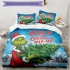 3pcs Duvet Cover Set (1*Duvet Cover + 2*Pillowcase, Without Core), The Grinch Print Soft All‑Season Bedding Set, Home Bedroom Decor Gift