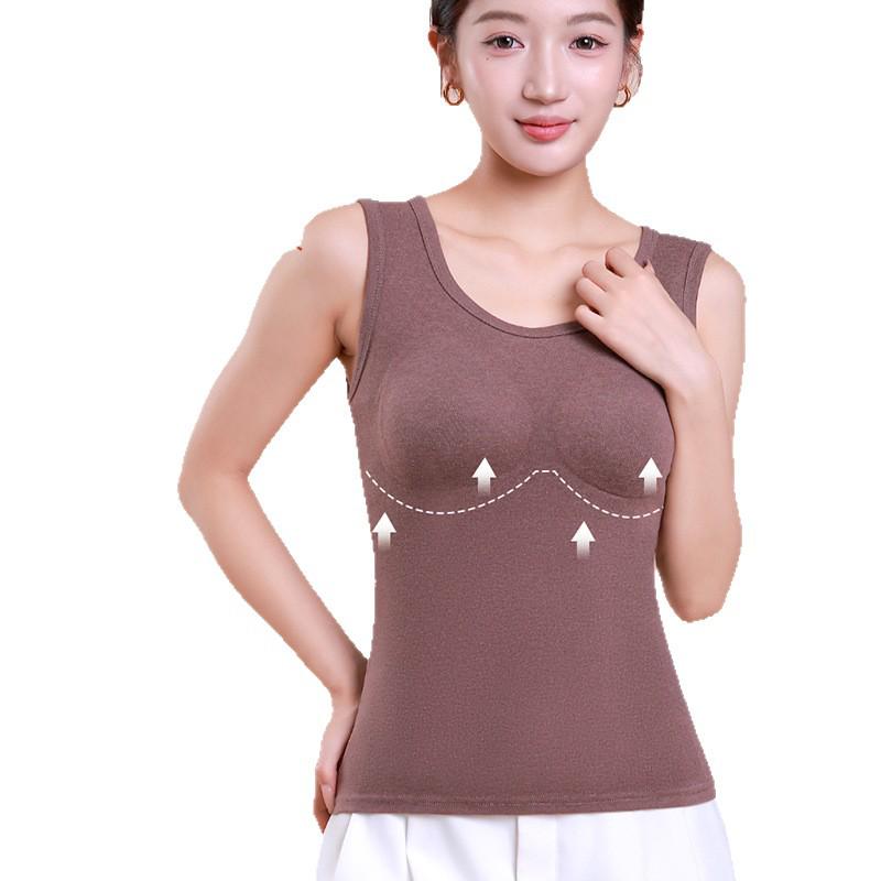 Женский теплый жилет из мериносовой шерсти со встроенными подушечками и фиксированными чашками для осени/зимы