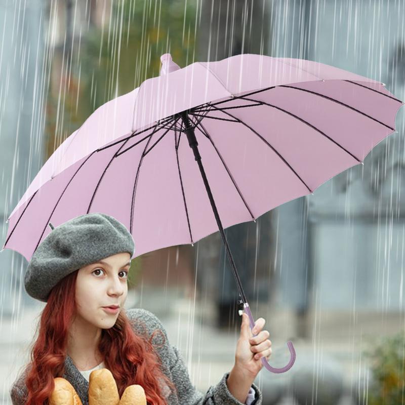 Автоматический зонт 16 спиц Ветрозащитный зонт 33,4 дюйма длиной Водонепроницаемый купол Ручка-трость Купол для дождливых дней