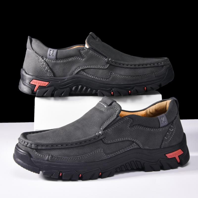 Мужская повседневная обувь ручной работы из кожи, формальные мужские лоферы, мокасины, нескользящие слипоны, балетки, уличная мужская обувь для хайкинга, трекинговая обувь