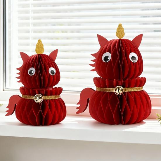 Фигурка лошади на китайский Новый год, выдвижная сотовая, зодиакальная лошадь, украшение, 3D складная бумажная лошадь, настольное украшение для Праздника весны, домашний декор