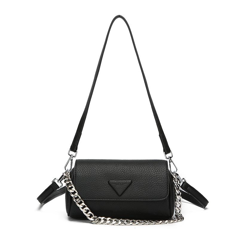 Retro Texture Bag Women'S Fashion Cylinder Pillow Bag Solid Color Shoulder Oblique Span Bag