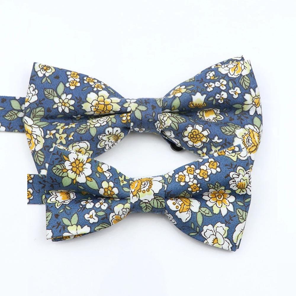 Floral Cotton Bowtie Elephants Whales Flower Pattern Parent Children Family Set Colorful Butterfly Wedding Party Accessory Gifts