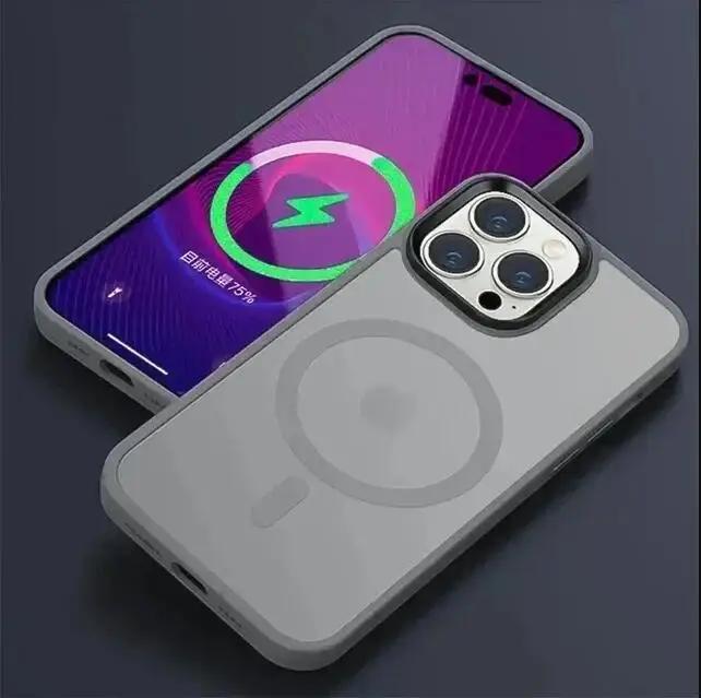Luxury Matte Translucent Frosted Case For iPhone 17 16 15 14 13 12 Pro Max Plus Magnetic Funda For Magsafe Wireless Charge Cover