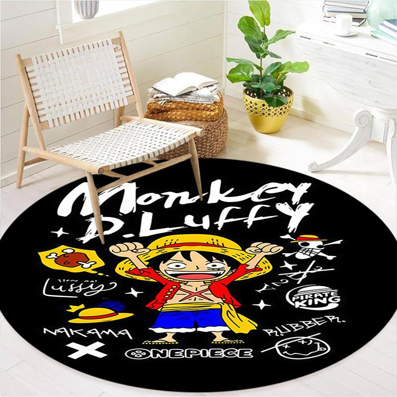 One Piece Anime Round Area Rug Carpet Rug For Living Room Bedroom Sofa Playroom Decor Nonslip Floor Mat