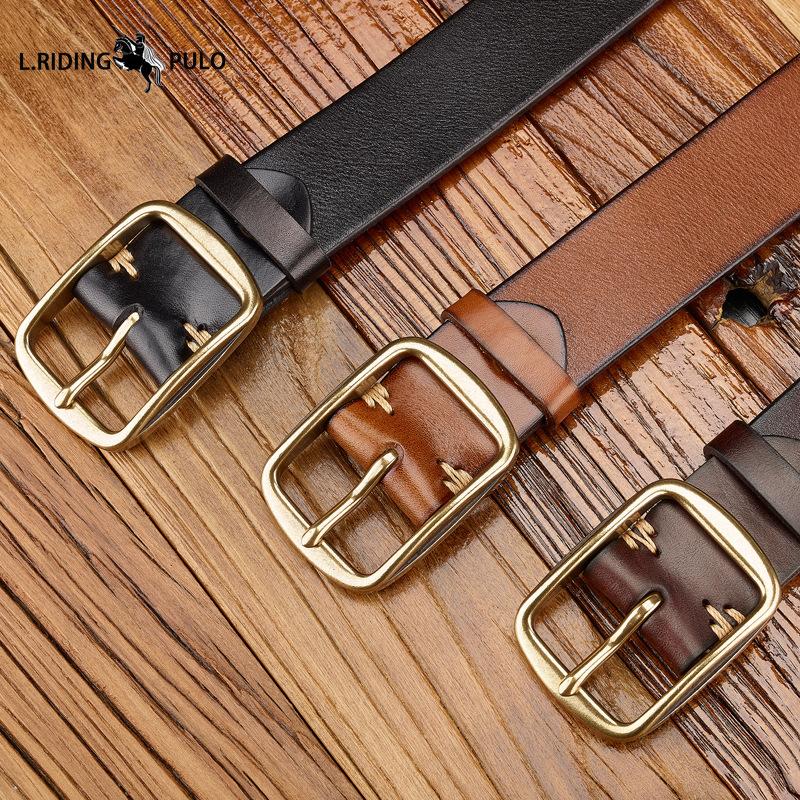 Винтажный ремень из натуральной коровьей кожи Универсальный ремень Повседневный Британский Ремень для среднего возраста и молодых