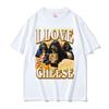 Vintage Skeleton I Love Cheese Meme T Shirts Funny Gothic Graphic Tshirts Unisexs Women Summer Crewneck Cotton Tshirt Streetwear