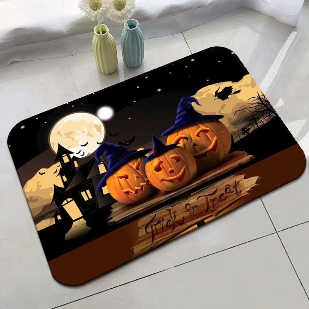Flannel Halloween Door Mat Horror Ghost Outdoor Carpet New Floor Mat Kitchen Bathroom