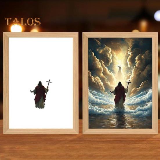 Иисус лампа светодиодная рамка Христос свет мягкий свет затемняемая картина Иисус ночник освещенный церковный светильник декор