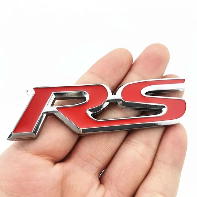 3d Metal RS Sticker Letters Logo Car Front Grille Rear Trunk Emblem Badge For Car Sport RS Sticker Acceessories