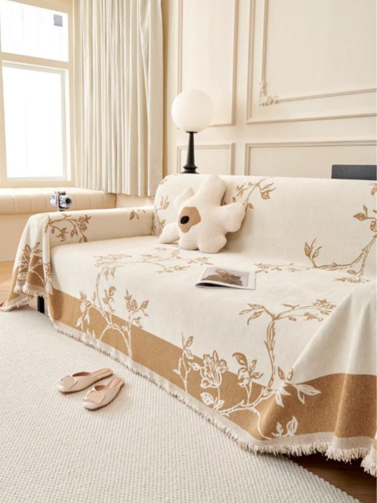 Luxury Chenille Sofa Cover Cloth Sofa Blanket Cover Full Cover Floral Universal Couch Towel Cover Dust Proof Sofa Cushion Cover
