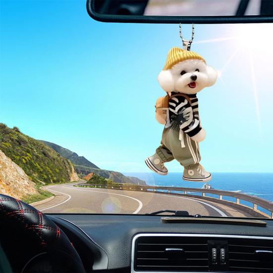 Подвеска в форме собаки, автомобильное подвесное украшение, реалистичное, легко повесить, акриловое рождественское украшение