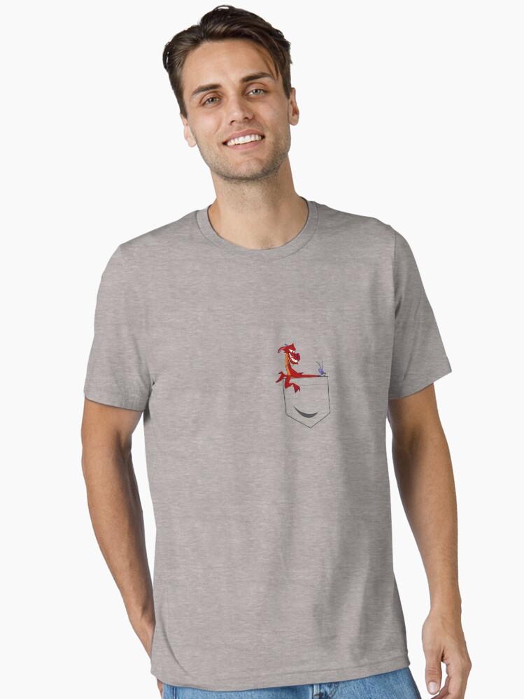Mulan Mulan Mushu Left Chest Pocket Graphic T-Shirt Essential T-Shirt