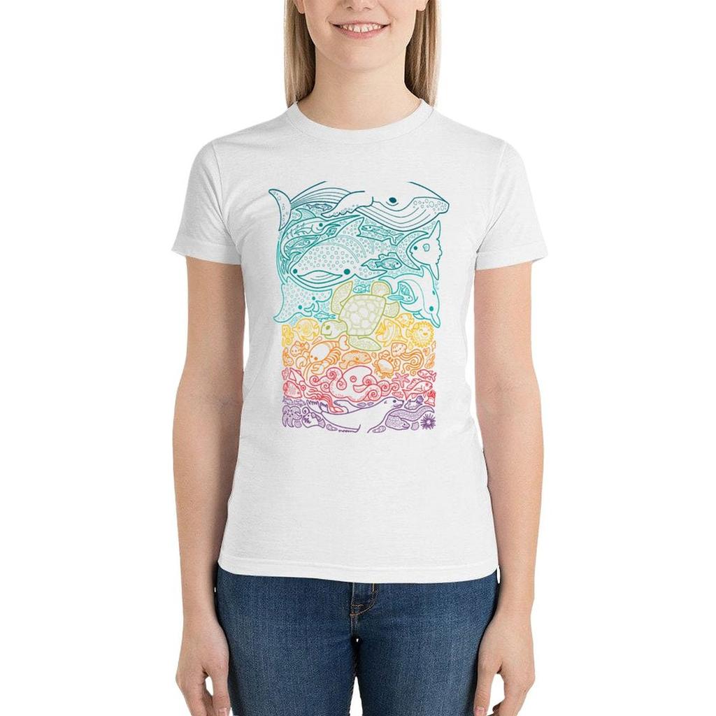 Водный спектр : Футболка с рисунком, летний топ, симпатичные топы, винтажная одежда, графические футболки для женщин