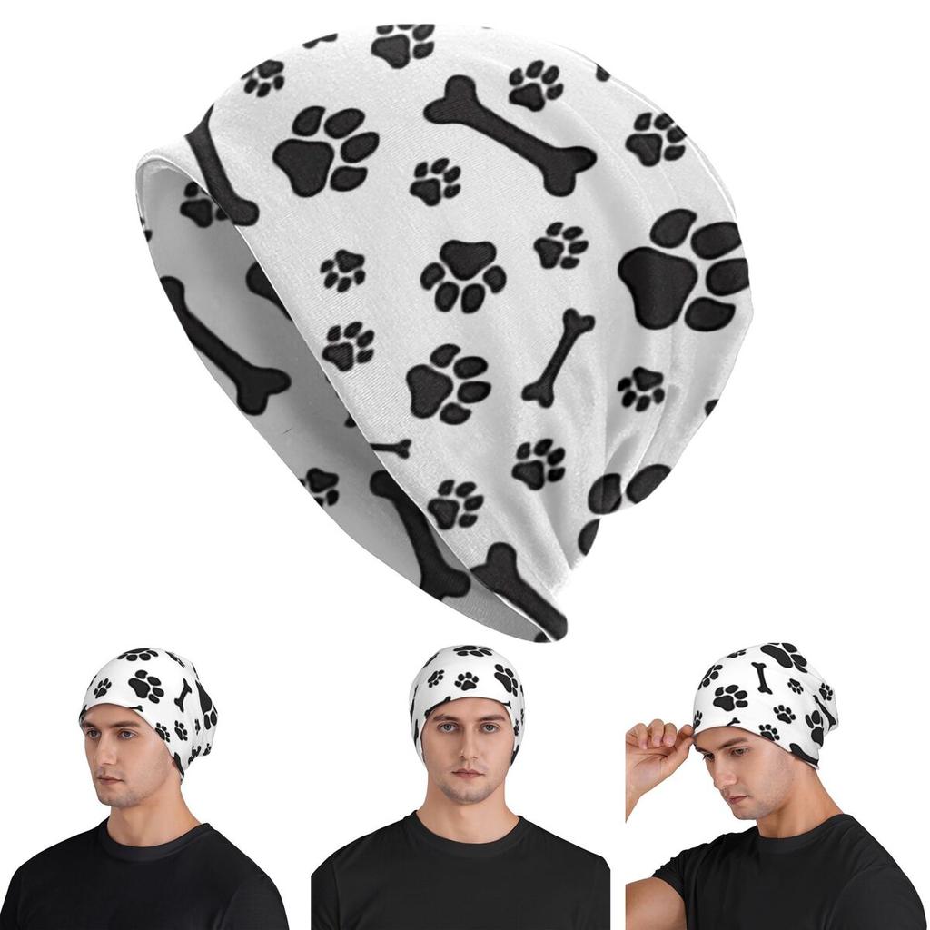 Colorful Dog Paw Print Unisex Adult Beanies Caps Knitting Bonnet Hat Warm Hip Hop Autumn Winter Outdoor Skullies Hats
