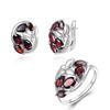 Butterfly Design Jewelry Set 925 Sterling Silver Natural Garnet Gemstone Exclusive Clasp Earring Woman Party Birthday Gift