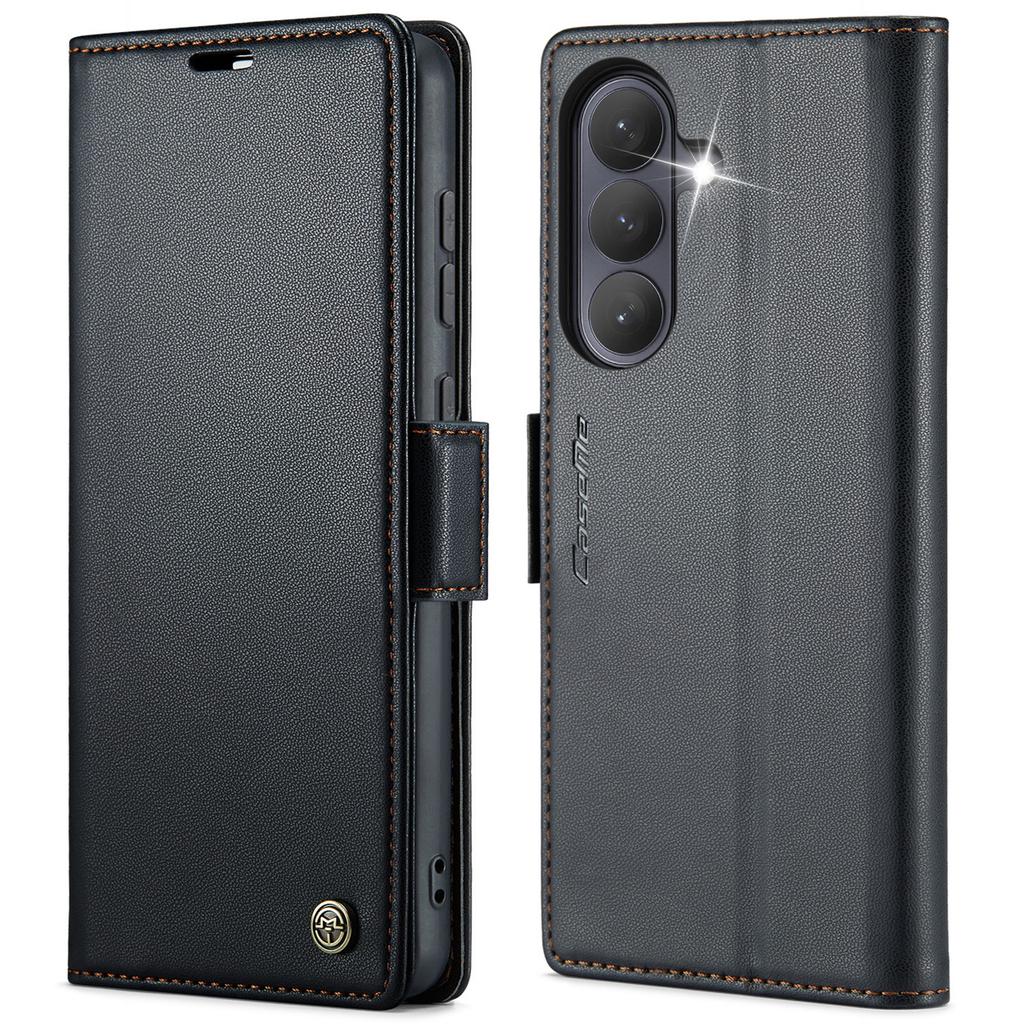 For Samsung Galaxy A37 5G Case CASEME 023 Series RFID Blocking Wallet Stand Glossy Litchi Texture Leather Phone Cover