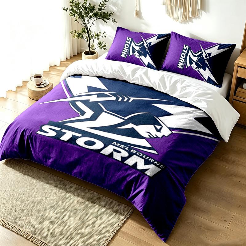 Melbourne Storm 3pc Duvet Cover Set Simple Modern Bedding Set Wrinkle Resistant Soft Fabric All Season Use a perfect gift