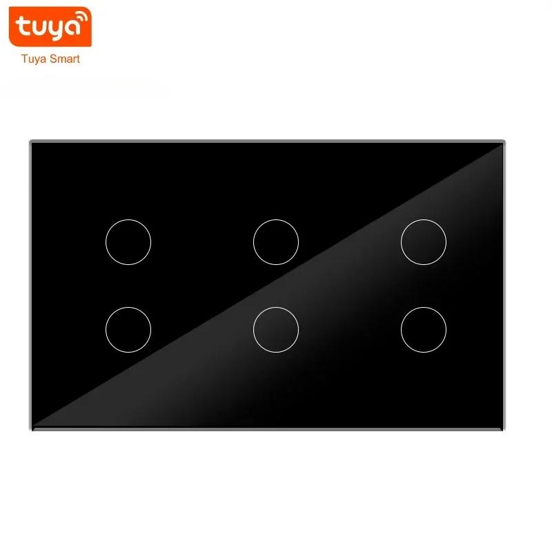 Melery WIFI Tuya Smart 4/5/6 Gang Light Switch Сенсорная стеклянная панель Беспроводной настенный выключатель Alexa Google Home Voice Remote Control