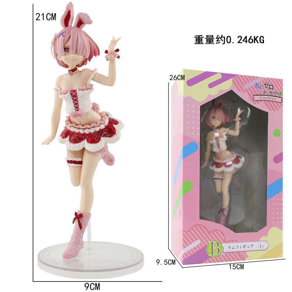 21CM Anime RE: Zero-Starting Life in Another World Rem Animal Parade Rabbit Dress Up Model Toy Ram Action Figure Gift Collection
