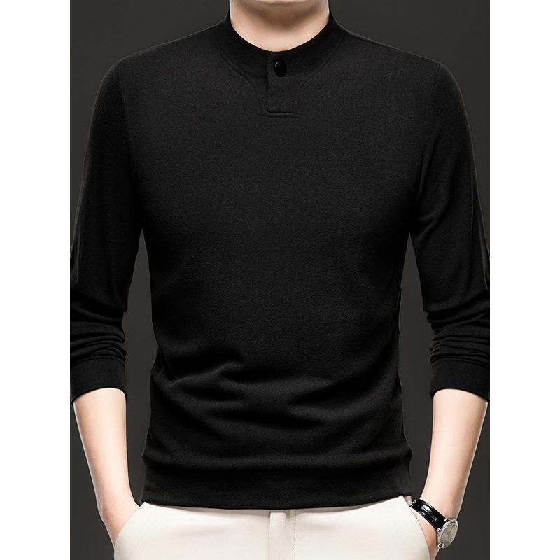 Live Streaming Cross-Border Hot-Selling Middle-Aged Men's Double-Sided De Velvet Sweatshirt Long Sleeve T-Shirt Autumn Winter Thickened Top Base