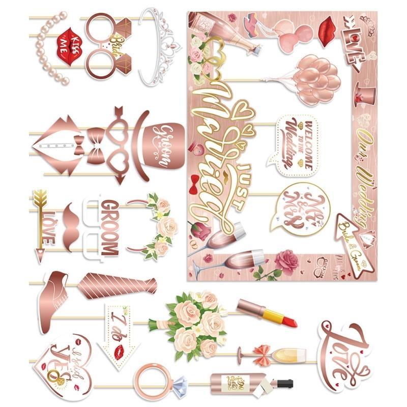 Свадебные Принадлежности Набор Реквизита и Рамка для Фотобудки для Запечатления Особого Момента Забавная Декорация Заднего Фона для Селфи