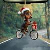 Dachshund Christmas Pendant Acrylic Dog Ornament for Christmas Tree Cute Biker Dachshund Design Festive Home Decorations Gift for Dog Lovers