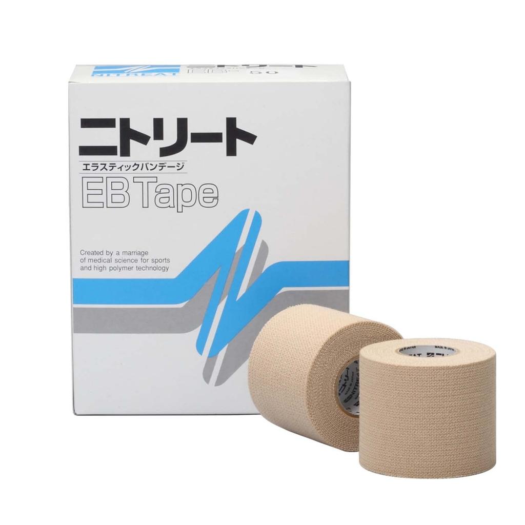 Nitoms Nitreat EB Tape Спортивная лента Упаковка Растягивается Толстая Надежно фиксируется Предотвращение травм Нелегко отслаивается Не оказывает чрезмерного давления Бежевый Ширина 50 мм x
