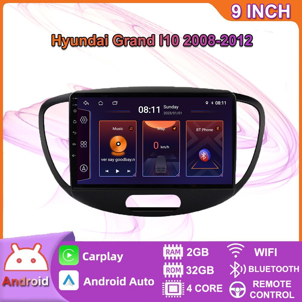 Беспроводная автомобильная магнитола на базе Android Carplay для Hyundai Grand I10 2008-2012, мультимедийный видеоплеер, GPS-навигация, WIFI, 4 + 64 ГБ