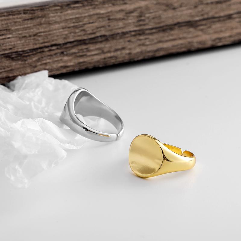 ANENJERY Модное нерегулярное круглое геометрическое кольцо золотого, серебряного цвета с открытым пальцем для женщин и мужчин S-R715