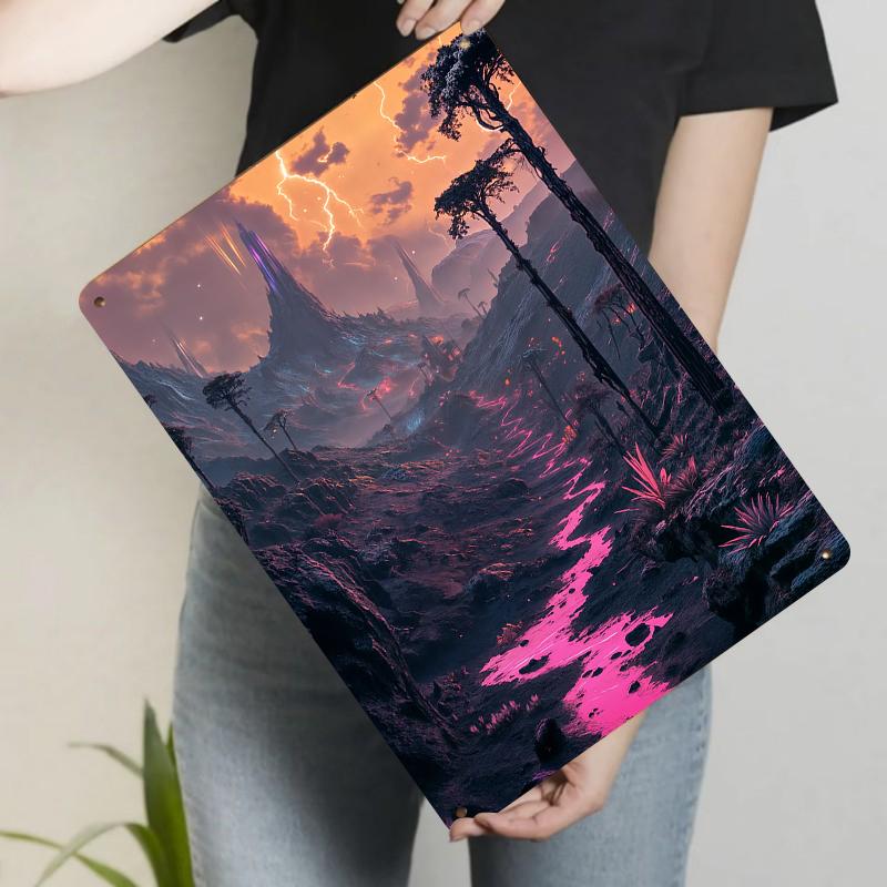 Dreamy Alien Valley Landscape Metal Iron Painting Home Wall Decor Living Room Art Hanging Ornament