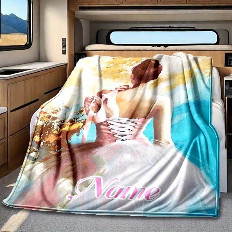 Ballet Girl'S Dancing Shoes Rv Customize Your Name Blanket Is Suitable For Rv Camping Traveling Rv Home Soft And Warm Rv Interior Blanket Suitable For