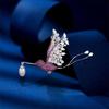 Hummingbird Brooch with Zircon & Freshwater Pearls - Unisex Pin Accessory