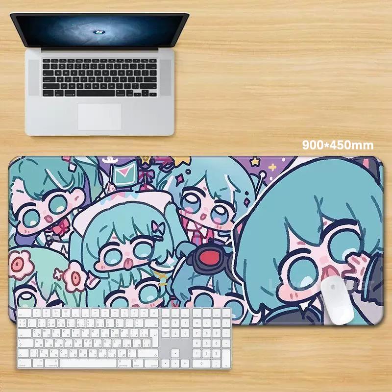 Kawaii Miku Collage Desk Mat Waterproof Antislip Large Gaming Mouse Pad