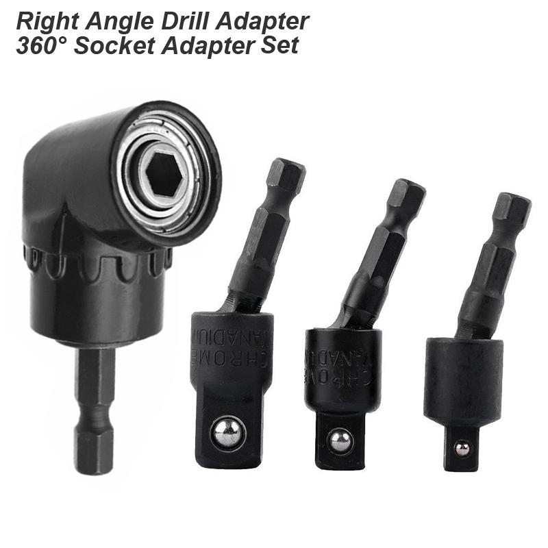 Right Angle Drill Attachment Impact Grade Power Hand Tool Driver Rotatable Socket Adapter Extension Set Screwdriver Holder Nut