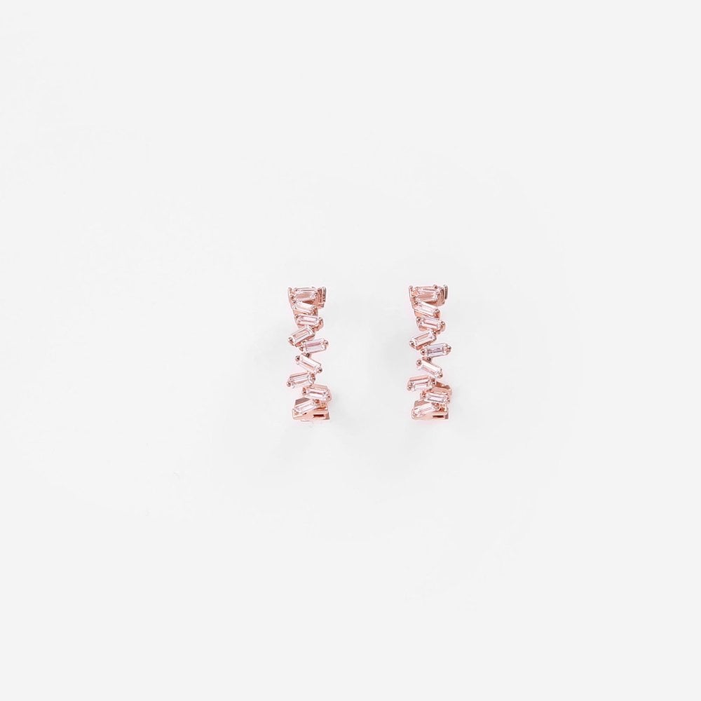 [Judy And Paul] Holly Bling Crystal Point Ring Earrings E50820 Rose Gold