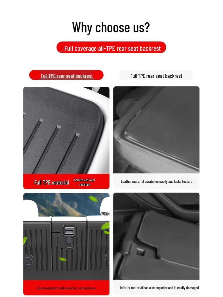 Tesla Model Y/3 Rear Seat Backrest Pad & Trunk Mat - Tail Box Car Accessory