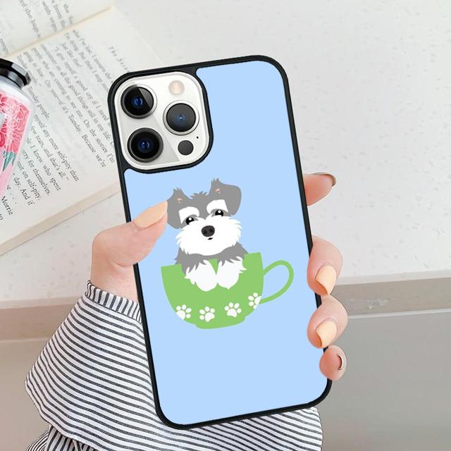Cute Pet Dog Miniature Schnauzer Phone Case For iPhone 5 6 7 8 Plus X XR XS SE2020 Apple 11 12 13 Mini Pro Max Galaxy S20 S21